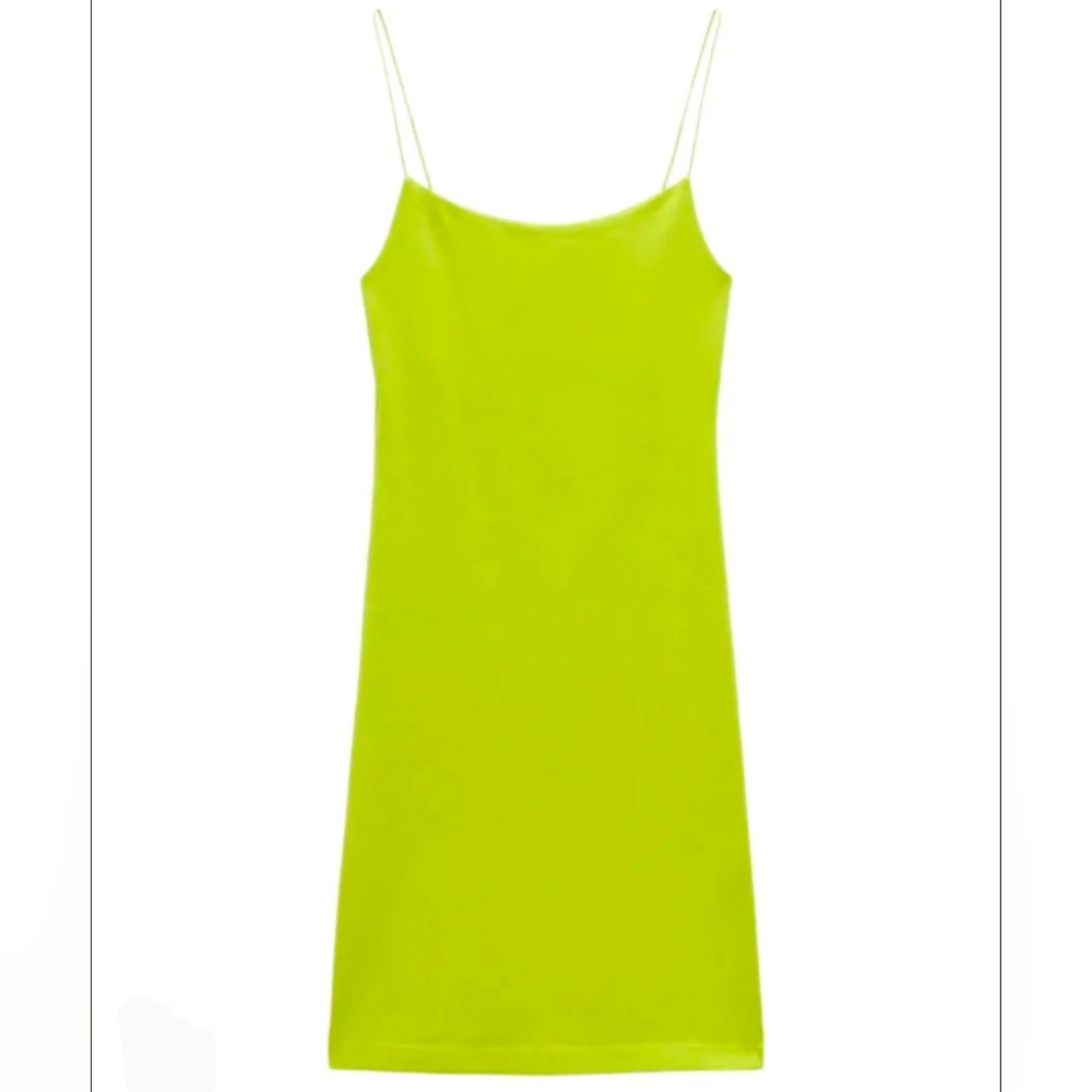 Zara Neon Green Fitted Dress Size L Bodycon See Pix/Desc Y2K New With Tags